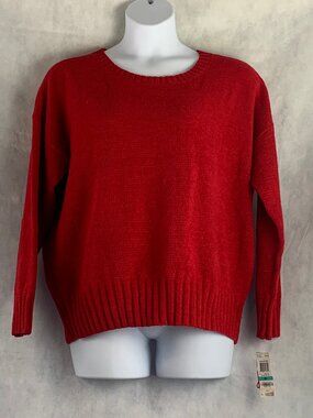 Charter Club Women's Plus Size Crewneck Pullover Sweater, Red Amore, 0X